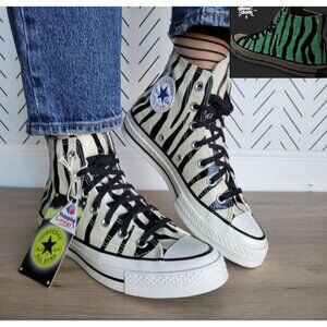⭐Converse Chuck 70 Hi 9 Women Shoes Zebra Print Canvas Glow in the Dark A15032C